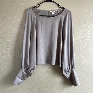Express grey silver textured satin cropped top